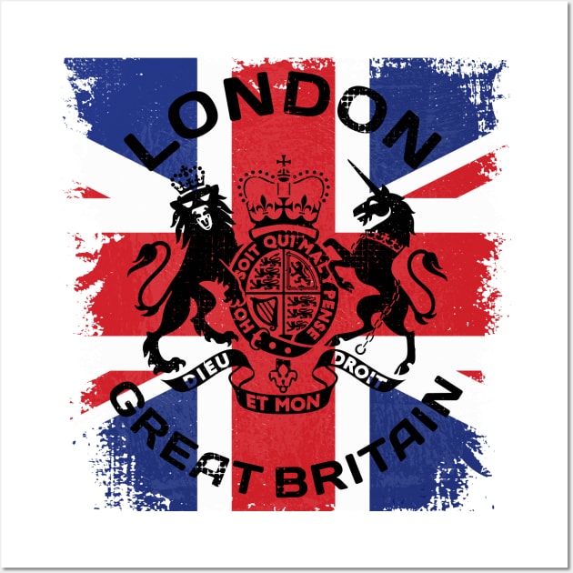 London Great Britain Distressed Flag Wall Art by Jennifer